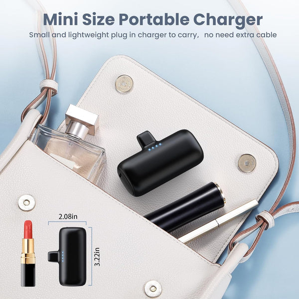 Mini Portable Charger USB C Power Bank,5200Mah 15W PD Phone Charger for Iphone,Ultra-Compact Plug in Battery Pack Compatible with Iphone
