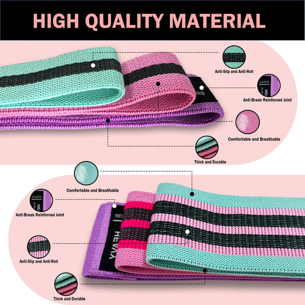 Large Fabric Resistance Bands for Working Out, Loop Exercise Bands for Booty Leg, Butt, Glutes, Stretch Workout Bands for Women & Men, Hip Elastic
