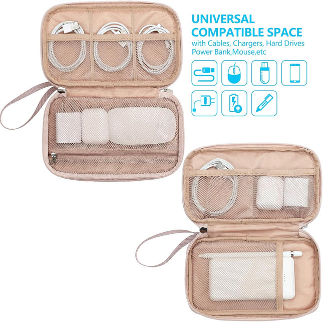 NISHEL Travel Cord Organizer Case, Double Layers Tech Electronic Bag, Essentials for Charger, Cable, Phone, Flash Drive,