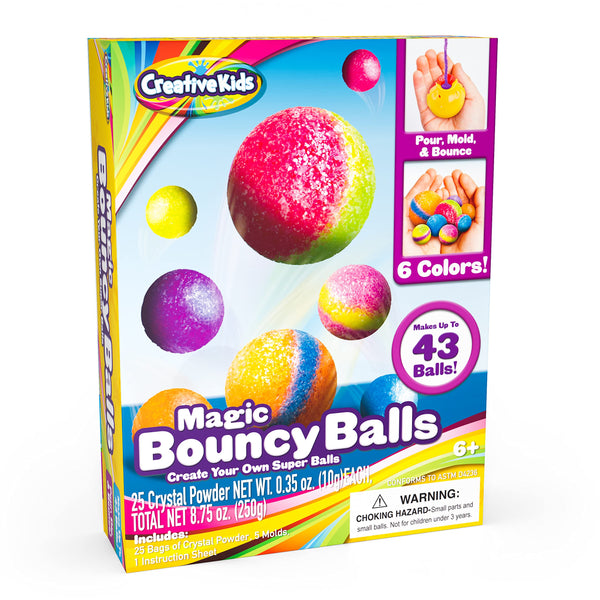Creative Kids Magic Bouncy Balls - DIY STEM Toys - Science Kit for Kids - 25 Multicolor Bags & 5 Molds Makes up to 43 Balls