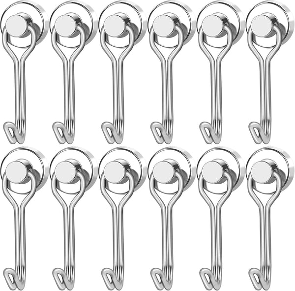 LOVIMAG Mug Hanger Hooks, 12 Pcs Magnetic Hooks 2025 Cruise Cabins Essentials Strong Heavy Duty Magnets Decorations Must Haves Travel Classroom Home Refrigerator Door Fridge Lanyards, Silver