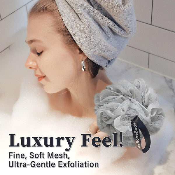 Myhomebody Large 70G Loofah Sponge, Body Scrubber, Bath Sponge, Loofah for Women, Men, Exfoliating Sponge Shower Pouf with Activated Charcoal - 3