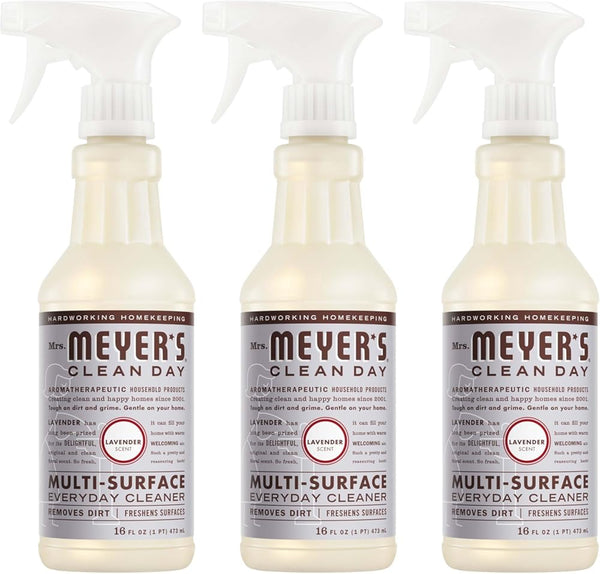 MRS. MEYER'S CLEAN DAY Multi-Surface Everyday Cleaner, Cruelty Free Formula, Lavender Scent, 16 Oz- Pack of 3