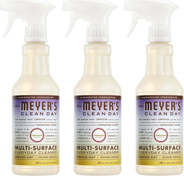 MRS. MEYER'S CLEAN DAY All-Purpose Cleaner Spray, Compassion Flower, 16 Fl. Oz (Pack of 3)