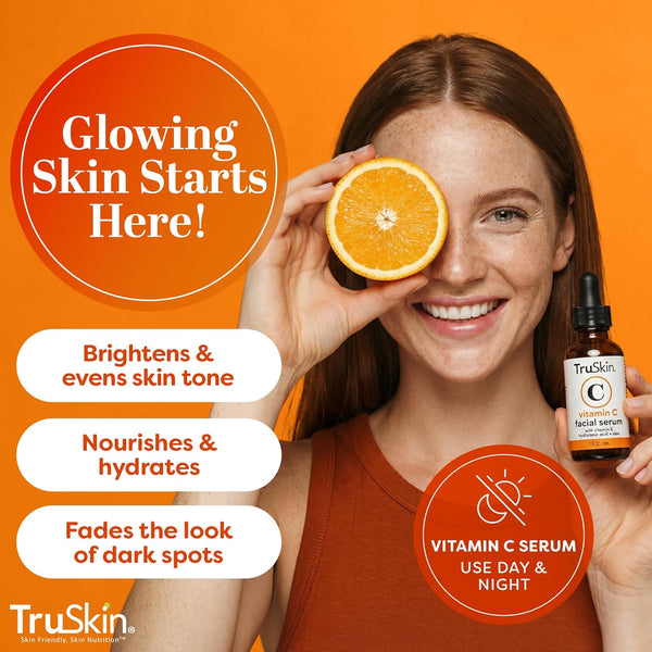 Truskin Vitamin C Serum for Face â anti Aging Formula with Vitamin C, Hyaluronic Acid, Vitamin E â Brightening Serum â Improve Appearance of
