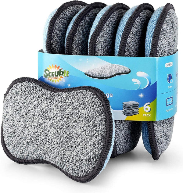 Multi-Purpose Sponges Kitchen by Scrub-It - Non-Scratch Microfiber Sponges for Cleaning, along with Heavy Duty Scrubbing Power - Reusable Dish