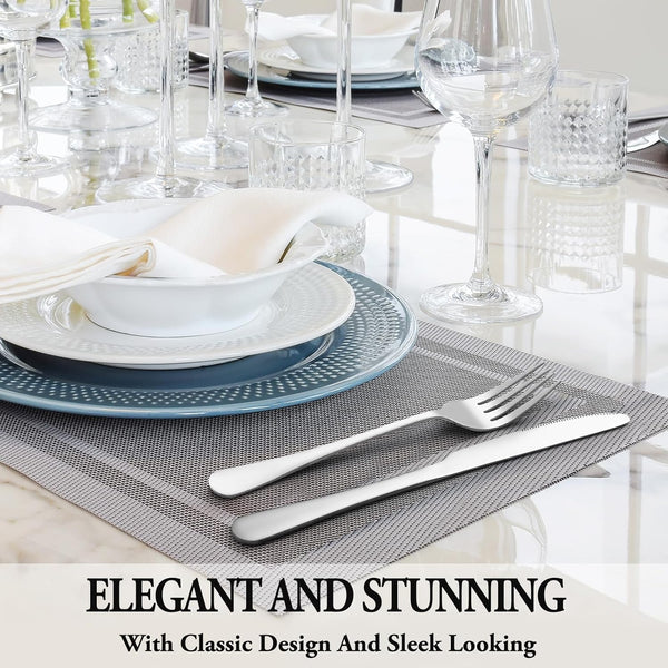 24 Pcs Silverware Set with Steak Knives Service for 4,Stainless Steel Flatware Set,Mirror Polished Cutlery Utensil Set,Home Kitchen Eating