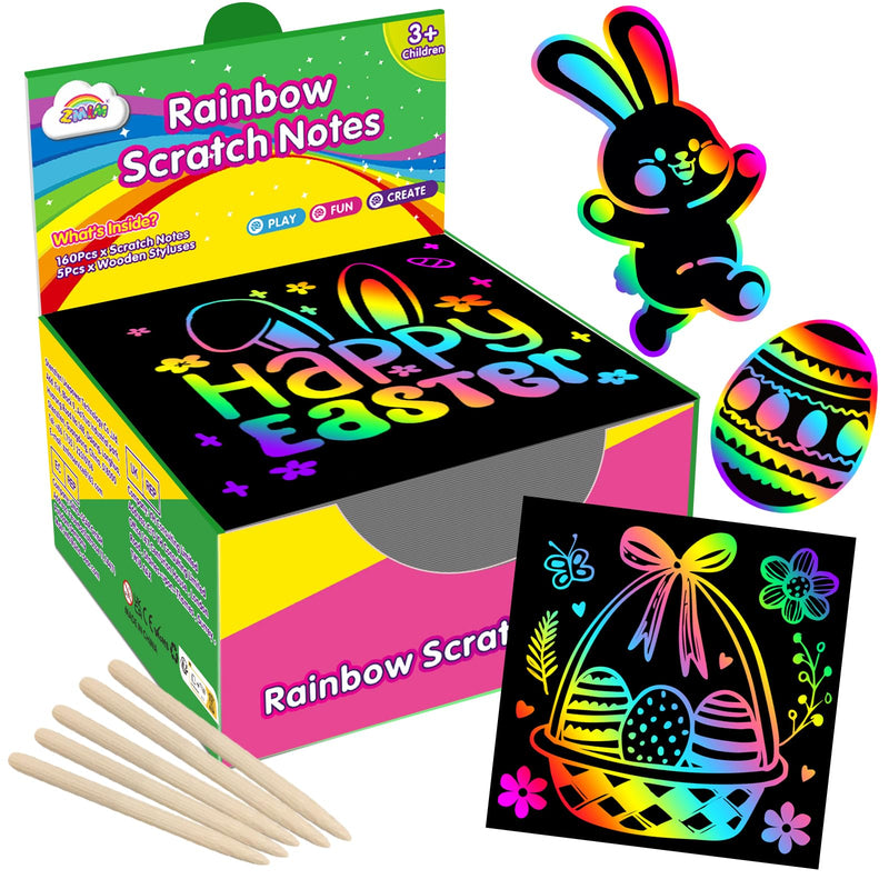 ZMLM Rainbow Scratch Paper Art Crafts Mini Notes Kids Gifts 4 5 6 7 8 9 10 Years Old Girls Boys Students Teens Classroom Prizes Supplies School