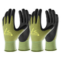 COOLJOB 2 Pairs Gardening Gloves for Women and Men, Bamboo Working Gloves Touchscreen, Grippy Nitrile Rubber Coated Work Gloves, Green/Black,