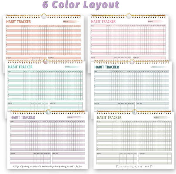 Habit Tracker Calendar, Daily Weekly Goal and Habit Tracker Journal, 12 Months Undated Habits Tracker Planner with Spiral Binding, Boost