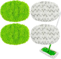 4 Pack Reusable Mop Pads Compatible with Swiffer Sweeper Mop,Wet Pads Refill & Dry Sweeping Cloths,Chenille & Microfiber Refill Pads for Wood