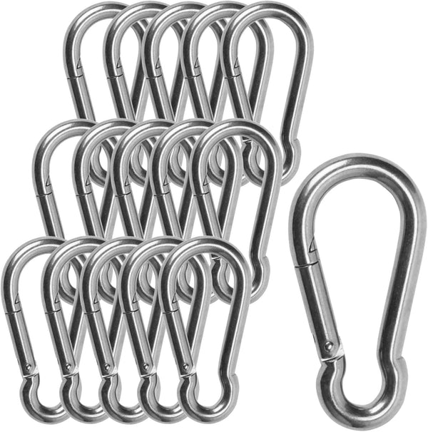 Carabiner 3 Inch Spring Snap Hook, 16Pcs M8 5/16 Inch Spring Snap Hook Quick Link for Camping Hiking, 500LBS Holding Capacity Heavy Duty Steel