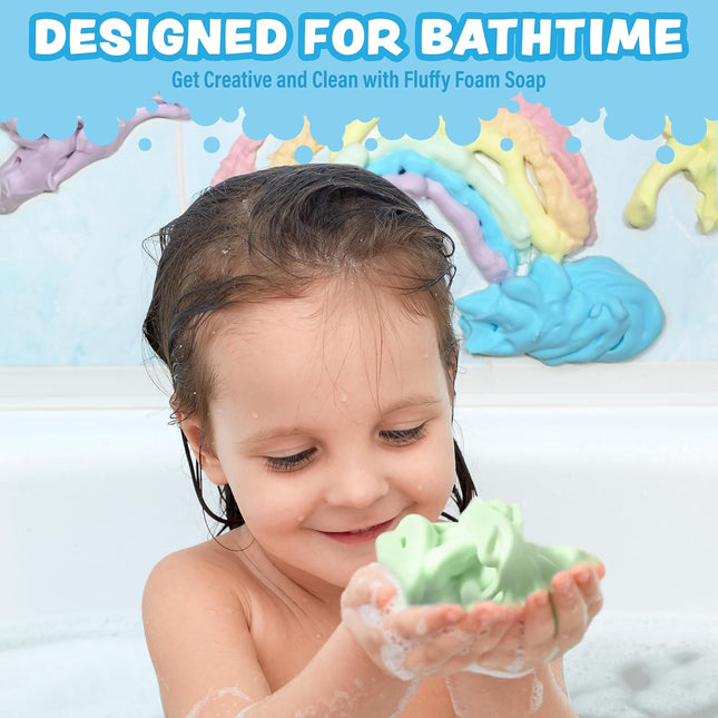 Tub Works® Fluffy Foam Soap, Variety 6 Pack | Shape, Mold & Create Bath Art with Soft Bath Foam for Kids | Gentle, Clean