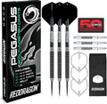 RED DRAGON Pegasus Professional Tungsten Steeltip Darts Set Available in 21, 23, 24, 25, 26, 28, 30 Gram with Flights, Stems (Shafts) and Wallet