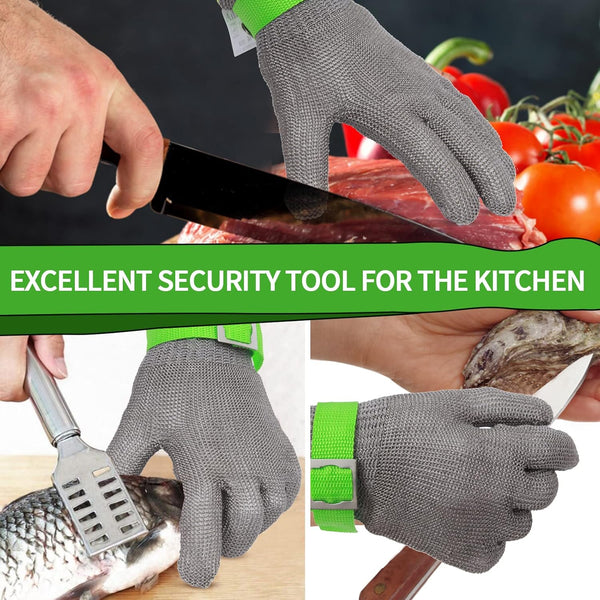 Level 9 Cut Resistant Kitchen Glove,Food Grade,Machine Washable,Stainless Steel Wire Metal Mesh Safety Work Glove for Mandolin,Meat Cutting,Oyster