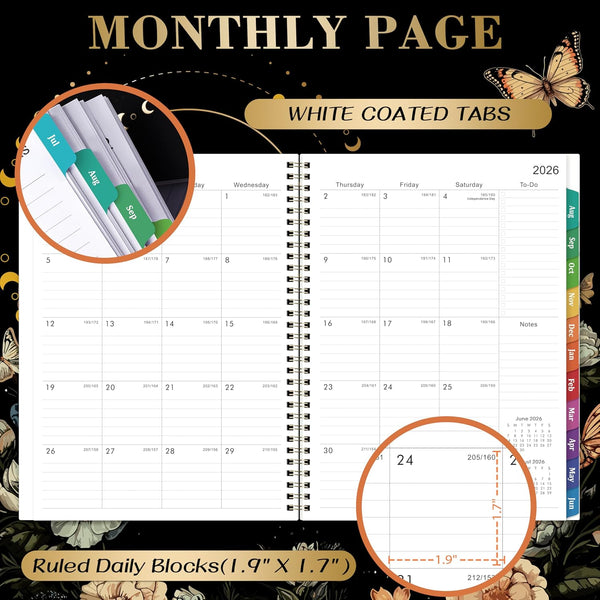 Planner 2025-2026 - Academic Planner 2025-2026 Daily Weekly and Monthly, July 2025 - June 2026, 8.5" X 11", Colorful Tabs, Back Pocket, Perfect
