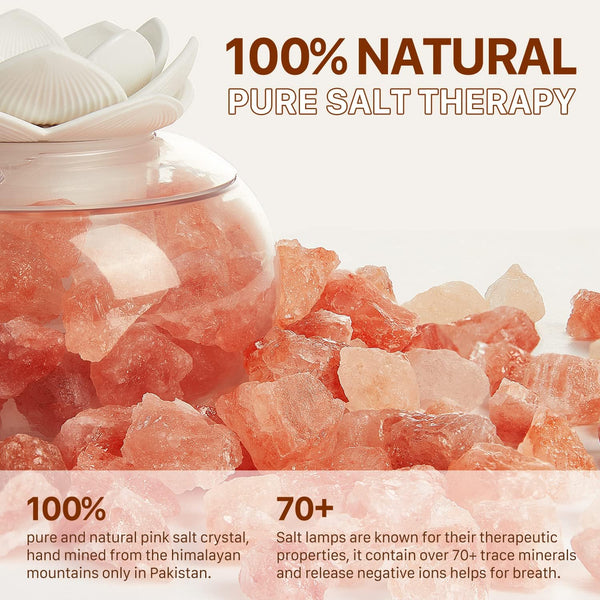 Oil Diffuser Salt Lamp Diffuser: Yeeque Aromatherapy Diffusers for Home Bedroom Office, Himalayan Pink Crystal, Cute Lotus, Auto Shut-Off, 7