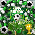 Soccer Party Decorations, 122Pcs Soccer Birthday Party Decorations Supplies with Latex Balloons Happy Birthday Banner Tablecloth and Cake Toppers