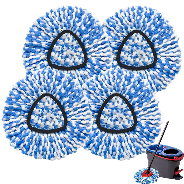 Mop Head Replacement, Spin Mop Refill Replace Head Compatible with 2 Tank Mop System, 4 Pack Machine Washable Microfiber Mop Heads Replacement for