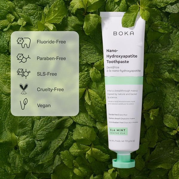 Boka Fluoride Free Toothpaste Nano Hydroxyapatite, Helps Remineralize, Appropriate for Sensitive Teeth, Whitening - for Adult, Kids Oral Care -