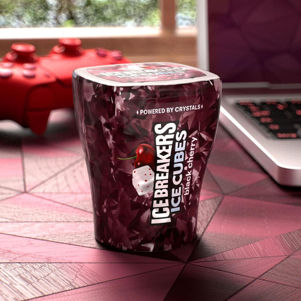 Ice Breakers Ice Cubes Black Cherry Sugar Free Chewing Gum Bottles, 3.24 Oz (6 Count, 40 Pieces)