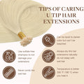 GOO GOO U Tip Hair Extensions - Real Human Hair, 14Inch 50G 50S, Hot Fusion, Invisible Remy, 60A Platinum Blonde