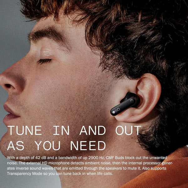 CMF Buds Wireless Bluetooth Earbuds, 42Db Noise Cancelling Earbuds, Dirac HD Audio, 35.5H Playtime, BT5.3, IP54 Waterproof, 4HD Mics Wireless