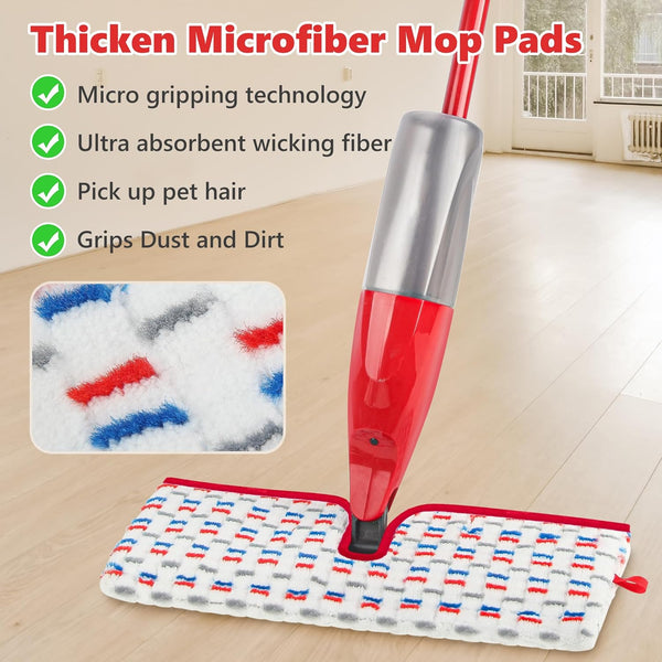 Microfiber Mop Pads Compatible with O-Cedar Promist MAX Spray Mop, Reusable Mop Refills Pads Mop Heads Replacement Thicken Microfiber Pads Wet Dry