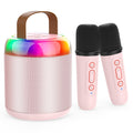Mini Karaoke Machine for Kids Portable Bluetooth 5.3 Speaker Led Lights with 2 Wireless Microphones Karaoke Gifts for Girls Boys Audlt Birthday