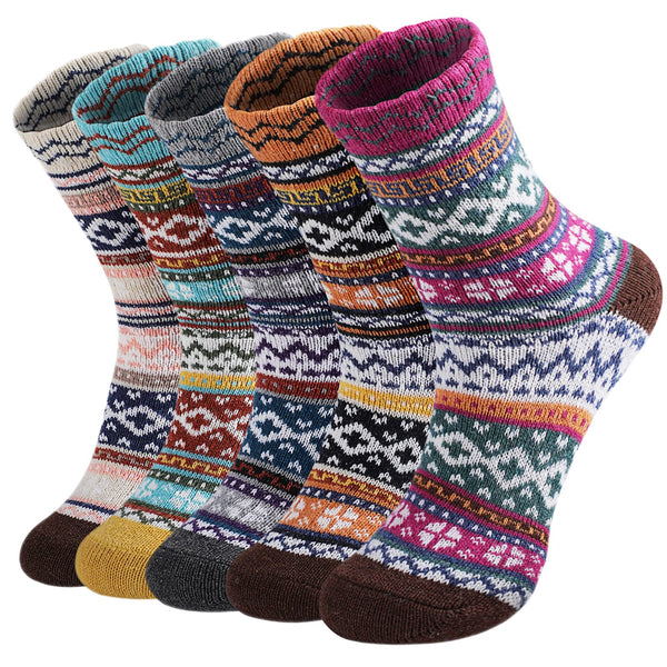 Pleneal Pack Wool Socks for Warm Winter Women Thick Knit Cozy