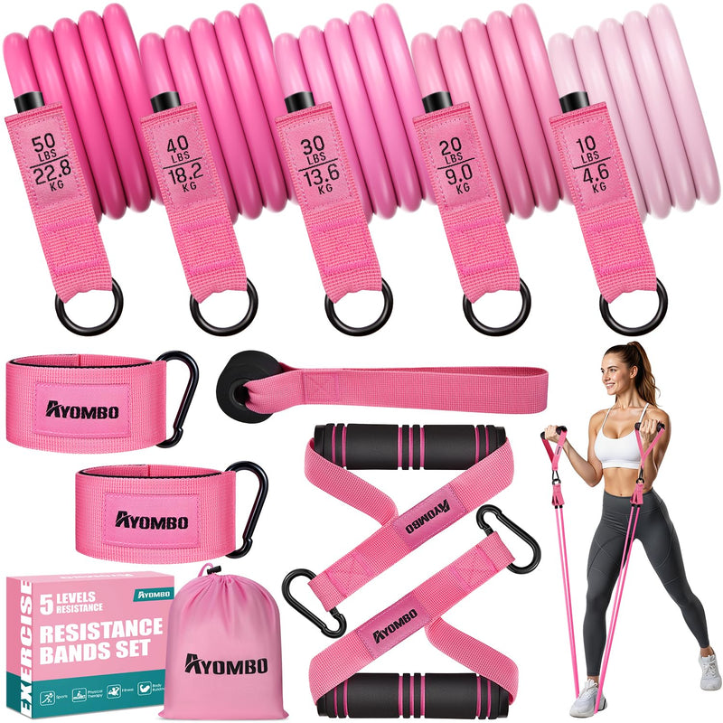 Resistance Bands, Exercise Bands with Handles for Working Out, Fitness Bands for Women, Workout Equipment Home Gym, Training Bands with Door