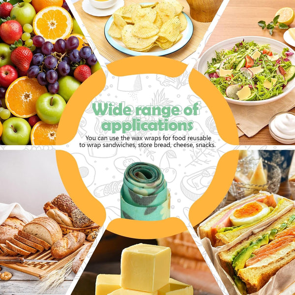Beeswax Wraps for Food, Large 39.4'' X 13'', Reusable Beeswax Paper Roll for Bread, Sandwich Wrapper, Bowl Covers, White Flower