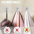 Adhesive Hooks, 32 Pack 33Lb(Max) Sticky Hooks, Transparent Reusable Removable Adhesive Hooks for Hanging, Wall Hooks for Hanging Can Be Use for