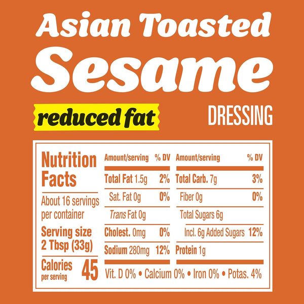 Kraft Reduced Fat Asian Toasted Sesame Dressing, 16 Fl Oz Bottle