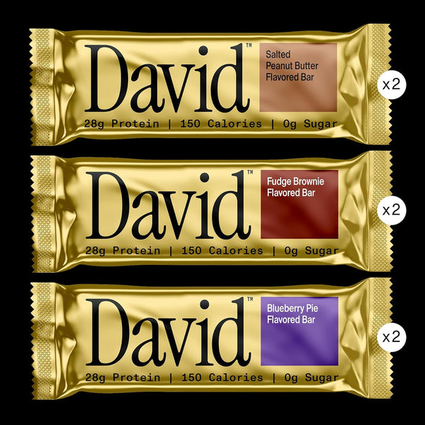 David High Protein Bars No Sugar - Sugar Free Protein Bars, Low Carb, Gluten Free - 28G of Protein, 150 Calories - David Bar On-The-Go Snack -
