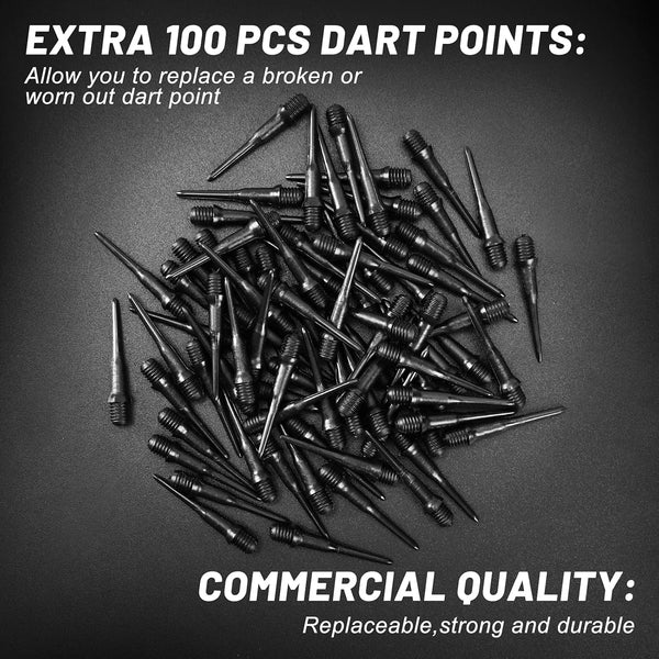 Accmor 12 Pcs Soft Tip Darts, Plastic Tip Darts Set, Attach Extra 100 Black 2BA Replacement Tips, Soft Tip Darts for Electronic/Plastic Dartboard