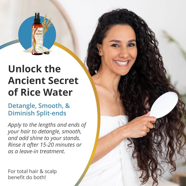 NEW Fermented Rice Water for Hair Growth - Infused with Rosemary, Biotin, Caffeine, Keratin Vegan Non-Greasy Spray Naturally Thicker, Longer,