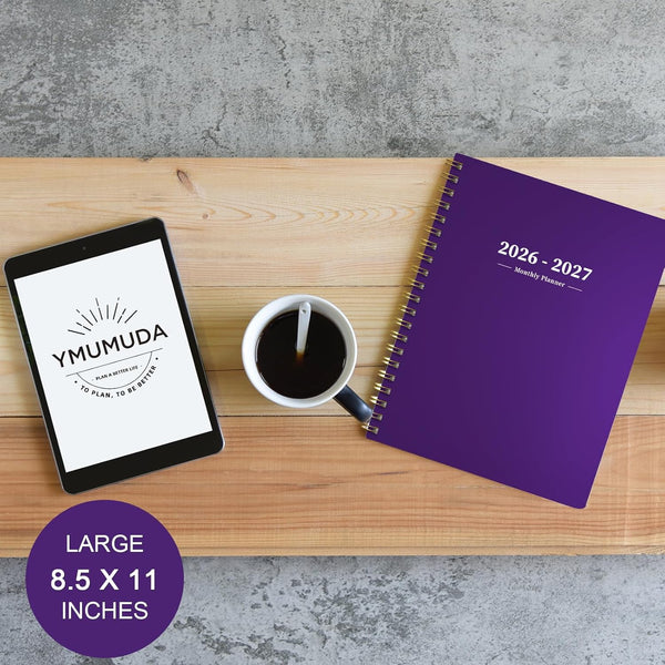 Ymumuda 2025 Planner - Monthly Planner 2025-2027, JUL.2025 to JUN.2027, 8.5" X 11", Large Planner with Spiral Bound, Perfect for School & Office