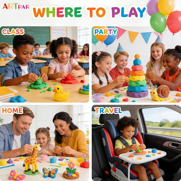 Air Dry Clay Kit,56 Colors Modeling Magic Clay for Kids,DIY Classroom Bulk Starter Sculpting Kit, Soft & Ultra Light, Art and Crafts Party Favors