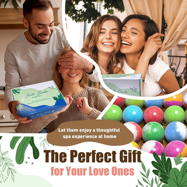 Bath Bombs for Women Gift Set, 20 Organic Bath Bombs with Essential Oil, Handmade SPA Bubble Bath for Relaxing, Gift for Her/Him, Women, Girls,