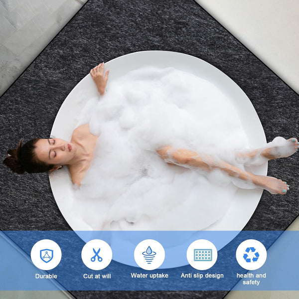 80 * 80 Inch Hot Tub Mat, Extra Large Inflatable Hot Tub Pad Outdoor Indoor, Waterproof Slip-Proof Backing, Absorbent Spa Pool Ground Base
