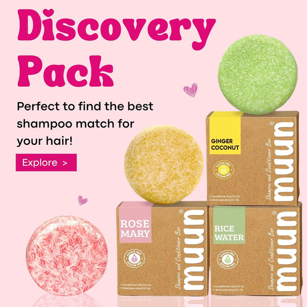 Muun Rosemary Shampoo and Conditioner Bar Set 3 - Natural Solid Hair Growth Soap Bars for Women with Straight, Curly or Thinning Hair for