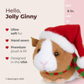 Bearington Collection Jolly Ginny the Guinea Pig Christmas Plush, 8 Inch Guinea Pig Stuffed Animal, Ideal Christmas Stuffy Gift for Toddlers, Kids