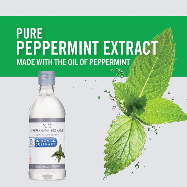 Mccormick Culinary Pure Peppermint Extract, 16 Fl Oz - One 16 Fluid Ounce Bottle of Peppermint Extract, Made from Real Peppermint Leaves to Add