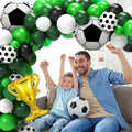 Soccer Party Decorations, 122Pcs Soccer Birthday Party Decorations Supplies with Latex Balloons Happy Birthday Banner Tablecloth and Cake Toppers