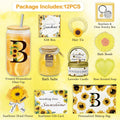 Sunflower Personalized Gifts for Women,12Pcs Sunflower Initial Gifts,Initial Glass Cup,Monogrammed Gifts for Women,Birthday Gifts for