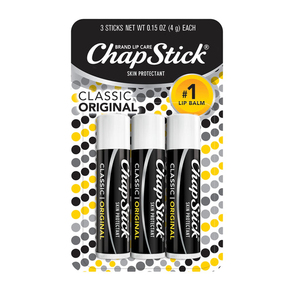 Chapstick Classic Original Lip Balm Tubes, Lip Care - 0.15 Oz (Pack of 3)