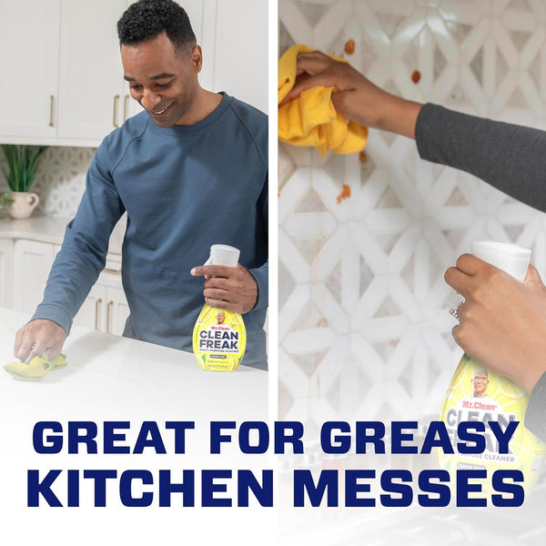 Mr. Clean Clean Freak Multi Surface Cleaning Spray, Deep Cleaning Mist Starter Kit and Refill Bundle, Lemon Zest Scent, 64 Fl Oz