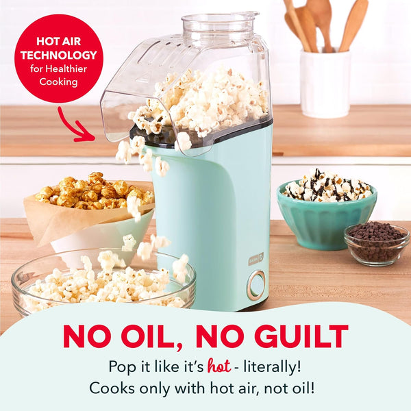 DASH Fresh Pop Popcorn Maker - Oil-Free, Air Popcorn Popper - With Measuring Cup & Recipe Guide - Perfect for Movie Nights - 16 Cups, Aqua Aqua 16