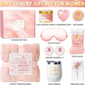 Birthday Gifts for Women, Self Care Gifts Get Well Soon Gifts Basket for Women, Rose Relaxing Spa Gifts Care Package W/ Luxury Blanket, Mothers